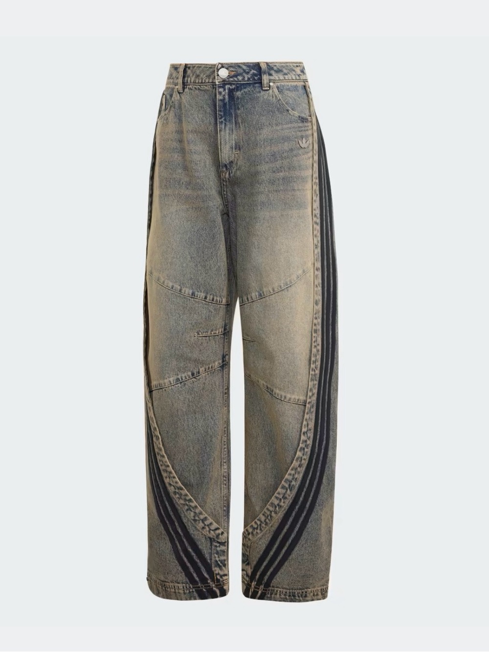 Nwt Adidas Adilenium 5.0 banana overlay denim pants sz 26/32 - Picture 4 of 5
